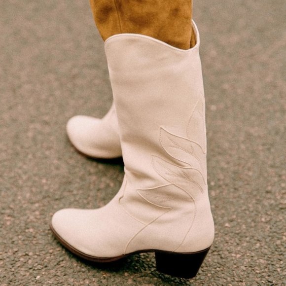 Sezane Shoes - NEW Sezane Phoenix Boots Smooth Ecru